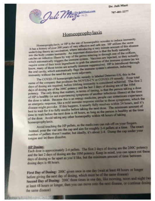 Napa naturopathic physician charged with faking COVID vaccines and vaccination playing cards 1 Juli Mazi ND covid documents